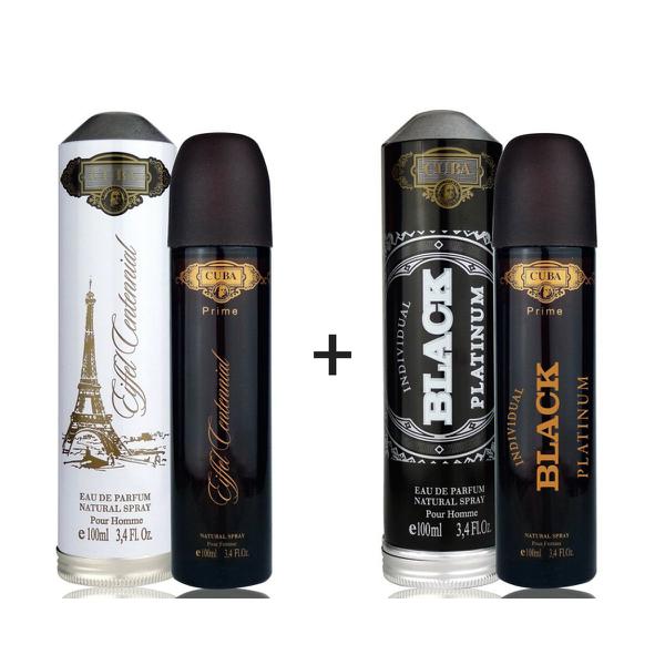 Kit 2 Perfumes Cuba Prime 100ml Cada Eiffel Centennial + Individual Black
