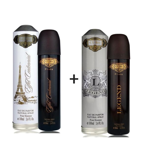 Kit 2 Perfumes Cuba Prime 100ml Cada Eiffel Centennial + Legend