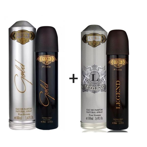 Kit 2 Perfumes Cuba Prime 100ml Cada Gold + Legend