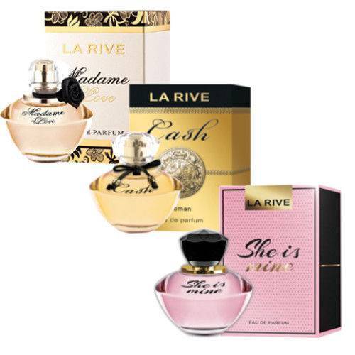Kit 3 Perfumes Madame In Love, Cash Feme, She Is Mine, La Rive, Feme