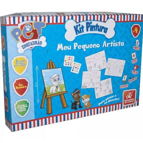 Kit Pintura Infantil com Cavalete e Tintas Pet Esquadrão