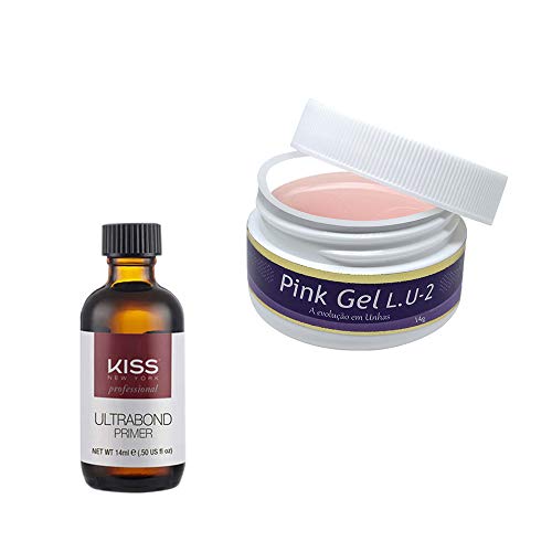Kit Piubella Pink Gel Lu2 14gr - Primer UltraBond Kiss