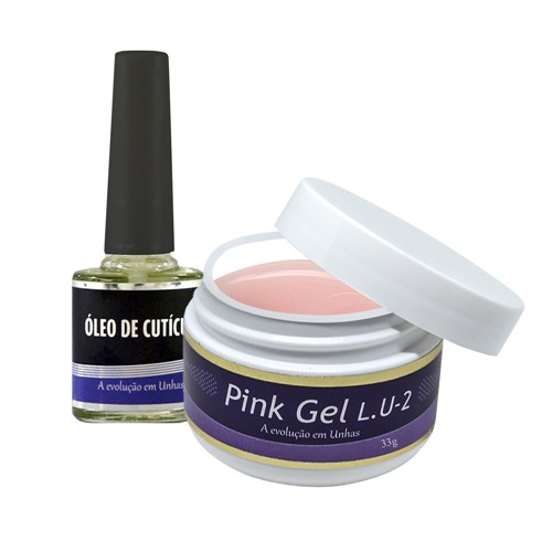 Kit Piubella Pink Gel Lu2 33Gr e Oleo de Cutículas Hidratante