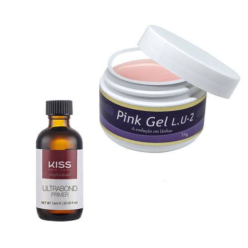 Kit Piubella Pink Gel Lu2 33gr - Primer Ultrabond Kiss