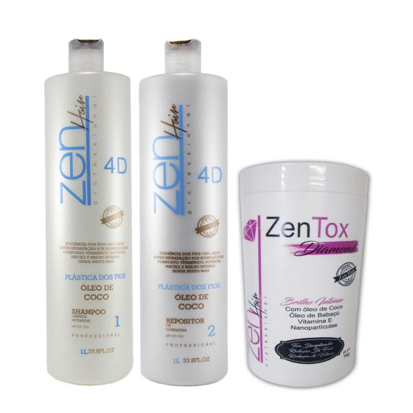 Kit Plastica Dos Fios Zen Hair Ojon + Zen Tox 3x1000gr