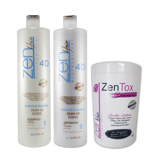 Kit Plástica dos Fios Zen Hair + Zentox Capilar 3x1000ml