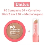Kit Pó Compacto Dailus D7 + Corretivo Stick 2 em 1 Dailus D7 - Médio Vegano