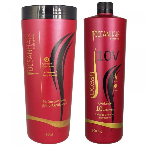 Kit Pó Descolorante Ultra + Água Oxigenada 10 Volumes - Ocean Hair - Oceanhair