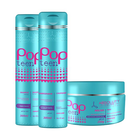 Kit Pop Teen Home Care Shampoo + Cond + Mascara Absoluty Color