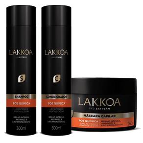 Kit Pós Química Shampoo Condicionador e Máscara - Lakkoa (3 Produtos)
