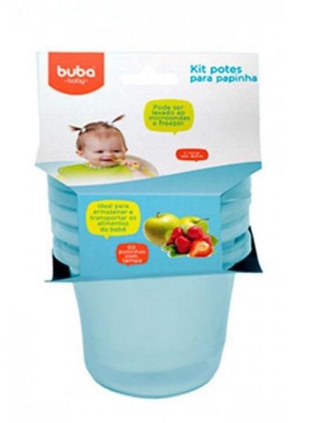 Kit 3 Potinhos para Papinha Bebê Azul Buba - Buba Toys
