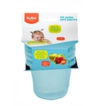 Kit 3 Potinhos Para Papinha Bebê Azul Buba