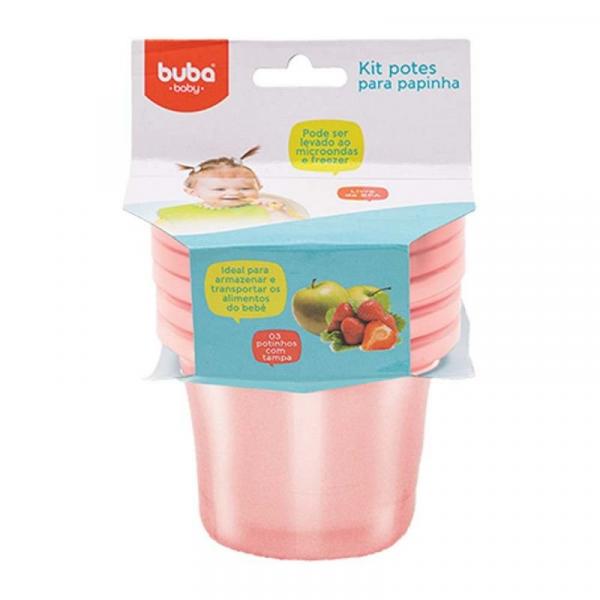 Kit 3 Potinhos para Papinha Bebê Rosa Buba - Buba Toys