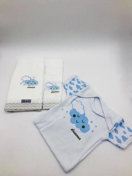 Kit Presente Azul Bebe Com 3 Pçs - Alvinha Minasrey Ref 5977