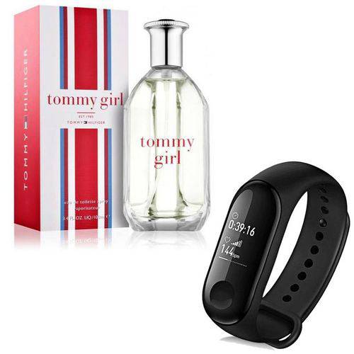 Kit Presente com Perfume Tommy Girl Cologne 100ml Tommy Hilfiger e Relógio Inteligente Mi Band 3 Xiaomi