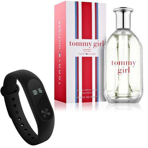 Kit Presente com Perfume Tommy Girl Cologne 100ml Tommy Hilfiger e Relógio Inteligente Mi Band 2 Xiaomi