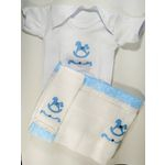 Kit Presente 3pçs Bebê Cavalinho Azul- Minas Rey