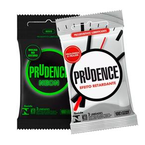 Kit Preservativo Prudence Efeito Retardante 3 Unidades + Preservativo Neon 3 Unidades