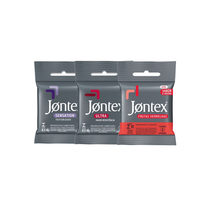 Kit Preservativos Jontex Ultra, Sensation e Frutas Vermelhas