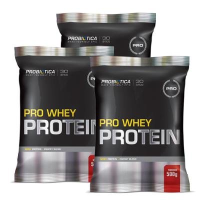 Kit Pro Whey Protein 3X (500G) Probiótica