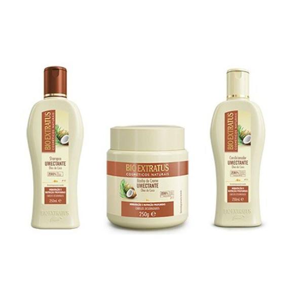 Kit 3 Produtos 250ml Bio Extratus Shampoo Condicionador e Banho de Creme Umectante Óleo de Coco - Salon Line