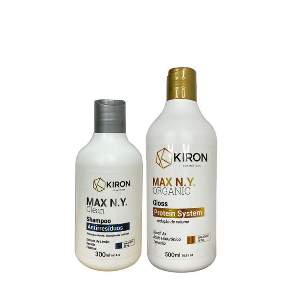 Kit Progressiva Organic 500ml + Shampoo Antirresíduos 300ml Kiron Cosméticos Max N.Y.