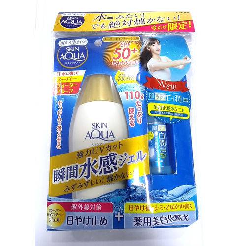 Kit-protetor Rohto Skin Aqua Uv Super Moisture Gel Spf50+ Pa++++ 110g + Tônico Hidratante e Clareador Shirojyun 20ml