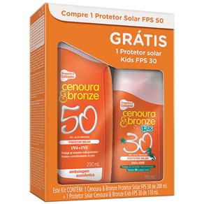 Kit Protetor Solar Cenoura & Bronze FPS 50 - 200 Ml + Protetor Solar Kids FPS 30 - 110 Ml