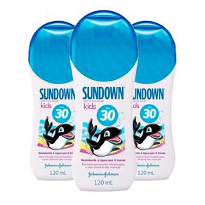 Kit 3 Protetor Solar Johnson`s Sundown Kids FPS 30 120ml