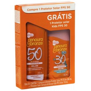 Kit Protetor Solar Kids FPS 50 200ml Grátis FPS 30 110ml Cenoura & Bronze