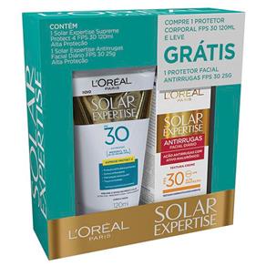 Kit Protetor Solar L`Oréal FPS30 120ml + Protetor Facial Antirrugas