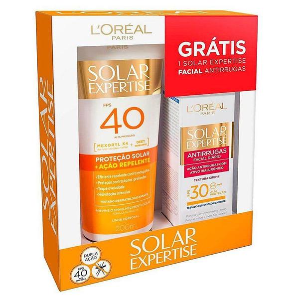 Kit Protetor Solar L'Oréal Expertise Ação Repelente FPS40/120ml + Facial Antirrugas FPS30/25g *GRÁTIS - L'oreal Paris