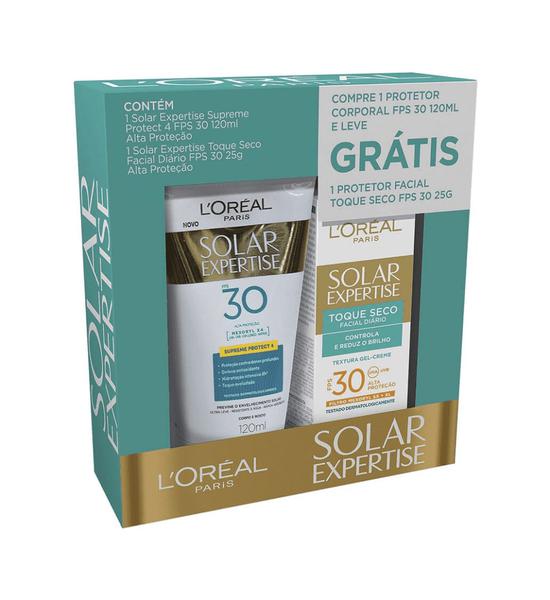 Kit Protetor Solar L'Oréal Expertise FPS30 120ml + Protetor Facial Antirrugas FPS30 - 25g - Loreal Dermo