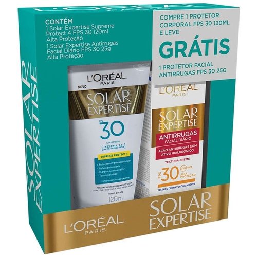 Kit Protetor Solar L'Oréal FPS 30 120ml + Protetor Facial Antirrugas - Loreal