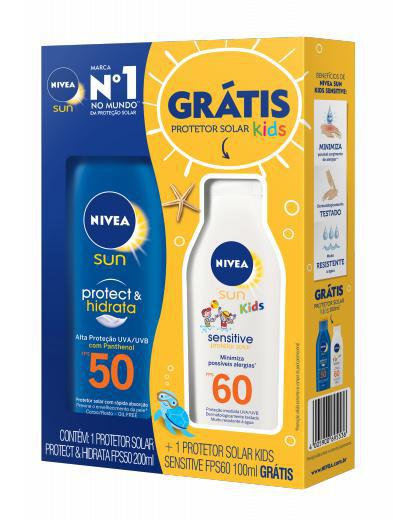 Kit Protetor Solar Nivea Sun FPS 50 ProtectHidrata + Sensitive Kids FPS 60 100ml - Beiersdorf