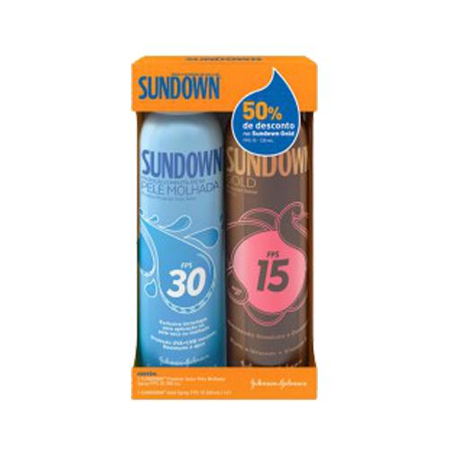Kit Protetor Solar Spray Sundown FPS 30 200ml + Bronzeador Spray Sundown Gold FPS 15 200ml