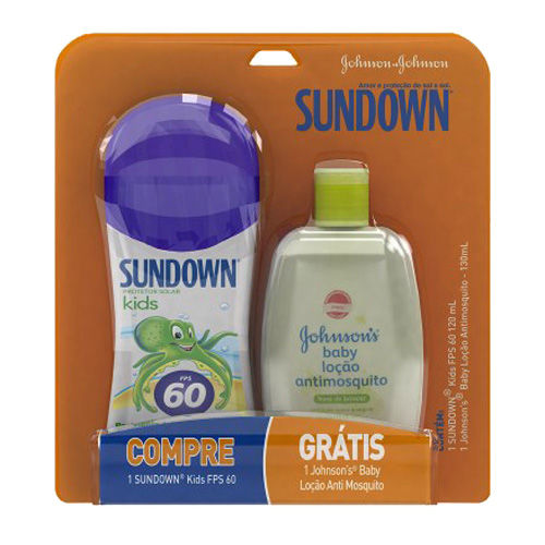 Kit Protetor Solar Sundown Fps 60 120ml + Repelente Jonhson's Baby Loção Antimosquito