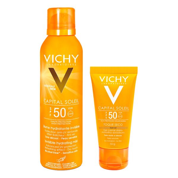 Kit Protetor Solar Vichy Capital Soleil Cor Fps 50 50g + Bruma Hidratante Spray Fps 50 200ml - Vichy