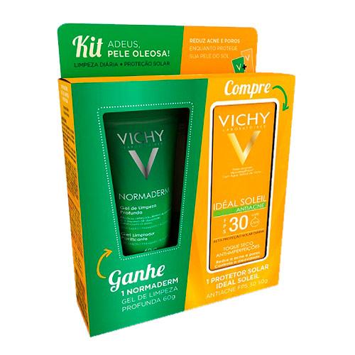 Kit Protetor Solar Vichy Ideal Soleil Fps 30 Antiacne + Normaderm Gel de Limpeza Vichy