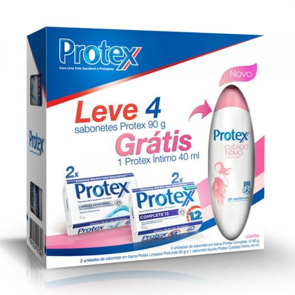 Kit Protex Leve 4 Sabonetes 90g + Protex Íntimo 40ml