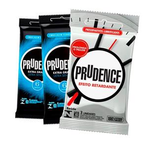 Kit Prudence Extra Grande Ultra Sensível 12 Preservativos + Preservativo Efeito Retardante 3 Unidades