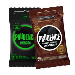 Kit Prudence Preservativo Sabor Café 3 Unidades + Preservativo Neon 3 Unidades