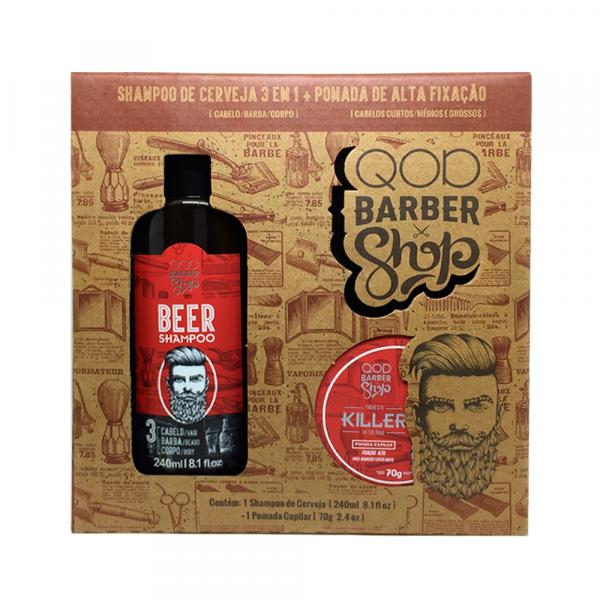 Kit Shampoo Beer 3 em 1 + Pomada Modeladora Killer QOD - Qod Barber Shop