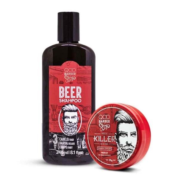 Kit QOD Barber Shop Shampoo de Cerveja e Pomada Capilar Killer