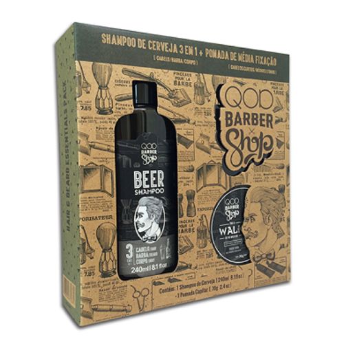 Kit - Qod Barber Shop - Shampoo de Cerveja 3 em 1 + Pomada Capilar Walk