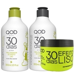Kit Qod City 30 Dias de Efeito Liso Máscara Alisante + Shampoo e Condicionador de Manutenção Prolongadora DIY