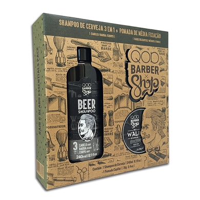 Kit - QOD - Shampoo de Cerveja 3 em 1 + Pomada Walk - Qod Barber Shop