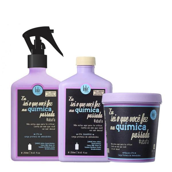 Kit Quimica Passada (Shampoo 250ml + Spray 250ml + Másc 230g) Lola Cosmetics