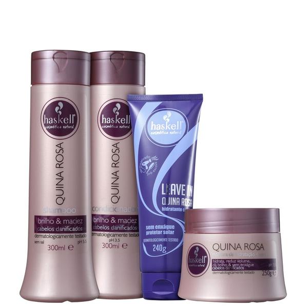 Kit Quina Rosa (Sh 300ml + Cond 300 Ml+ Masc 250g + Leave-in 240g) - Haskell