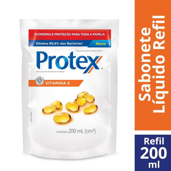 Kit Refil Sabonete Líquido Protex Nutri Protect Vitamina e 200ml com 6 Unidades
